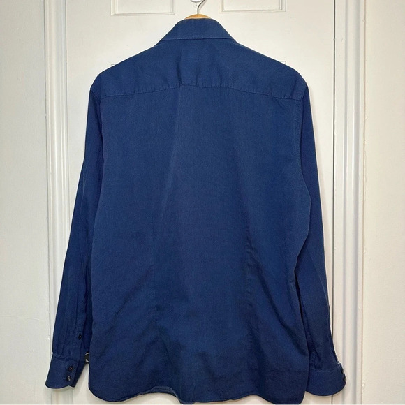 TED BAKER Blue Endurance Button Down Shirt 17 (US 2XL) Geometric Pattern Lining - Picture 6 of 8